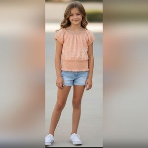 Abercrombie Kids Peach Eyelet Blouse